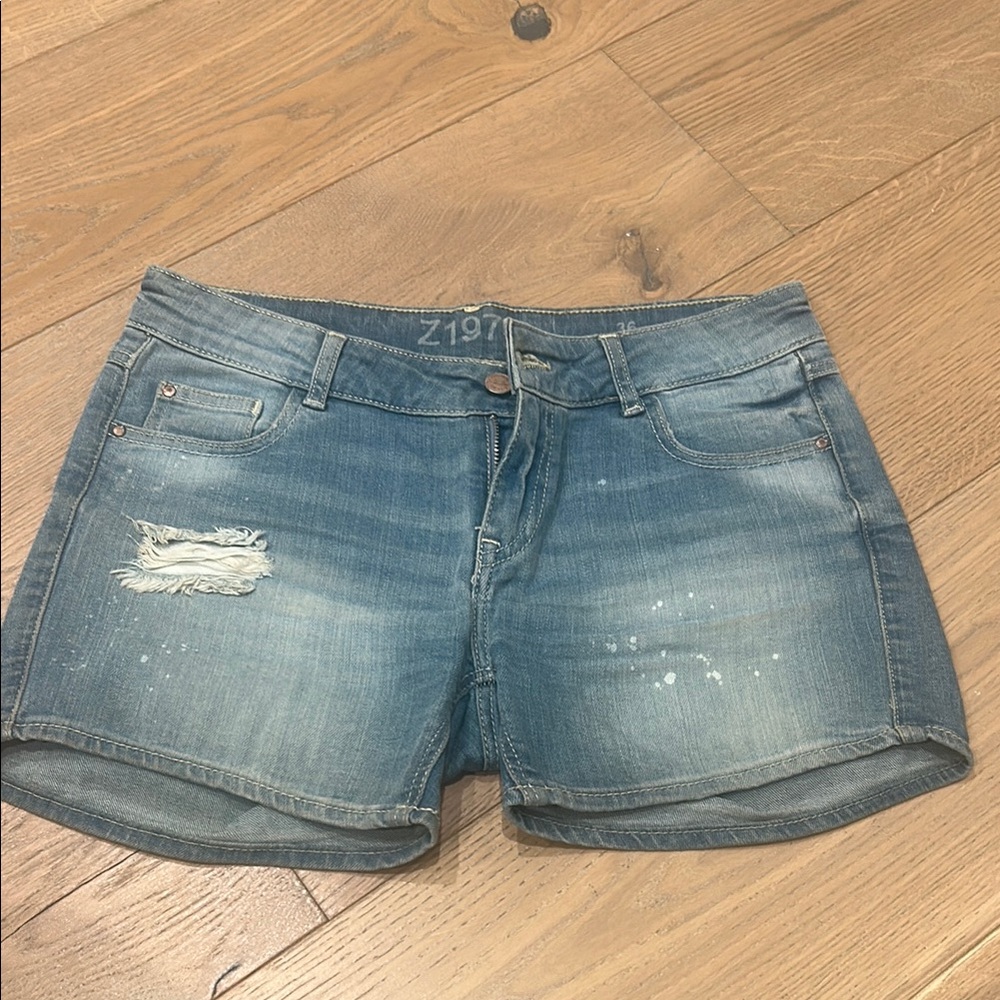 Women's Distressed Denim Shorts - Blue